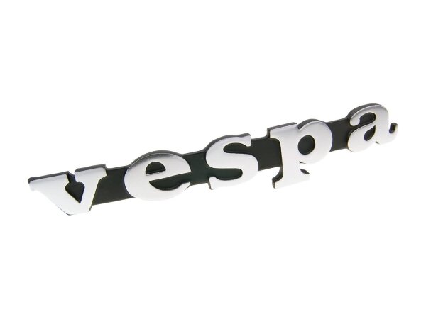 Schriftzug "Vespa" für Beinschild 2 Pins 80mm Abstand für Vespa 50 Special/Rally/PX