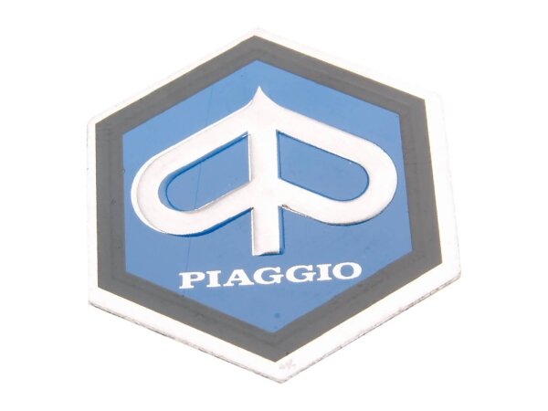 Emblem Piaggio 6-eckig 25x30mm Aluminium selbstkleb. Kaskade bzw. Lenkerkopf Vespa 50s/PV/ET3/Sprint/GTR/Rally