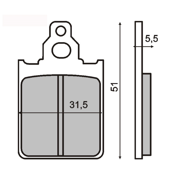Bremsbeläge S21 (51.1 x 31.6 x 5.5mm) organisch Scheibenbremse Vespa PX