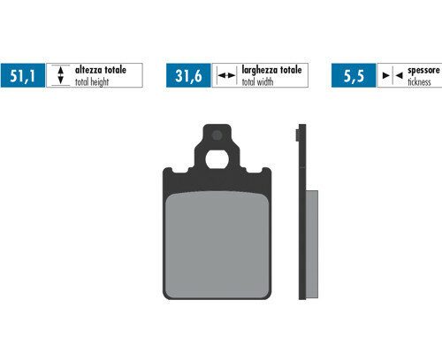 Bremsbeläge POLINI S21 (51.1 x 31.6 x 5.5mm) organisch Hengtong Scheibenbremse Vespa PX